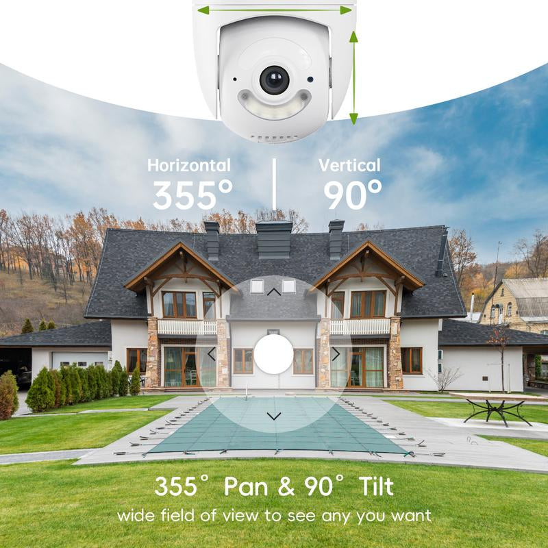 TIEJUS 5G Wifi Security Camera Outdoor, 24/7 Recording Wired Security Camera, 2K Cameras for Home Security, Motion Detection and Siren