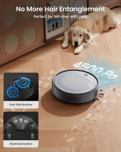 Robot Vacuum Cleaner with 4500Pa Suction, PSD Obstacle Avoidance, Wifi/App/Voice Control,Ideal for Pet Hair, M310