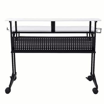 47Inch Home Office Desk Music Recording Studio Furniture Computer Desk with Keyboard Tray Cupholder Headset Hook 3 Shelves