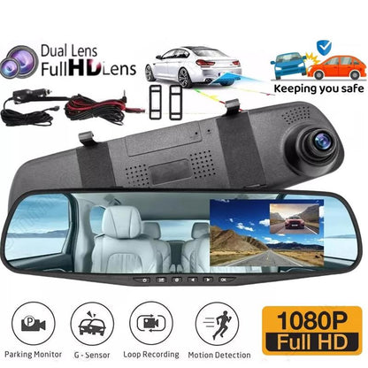 1080P HD Rearview Mirror Car DVR Dual Dash Cam Camera Front Rear Video Recorder