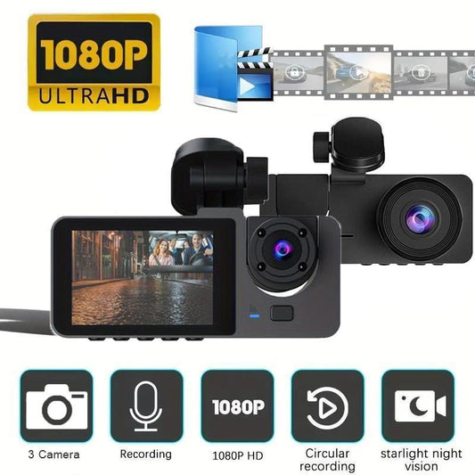 Dash Camera for Cars 1080P, 64GB Card, Dash Cam Front and Rear with Built-In Night Vision, 2.0'' IPS Screen, 170°Wide Angle, WDR, Parking Mode, Loop Recording
