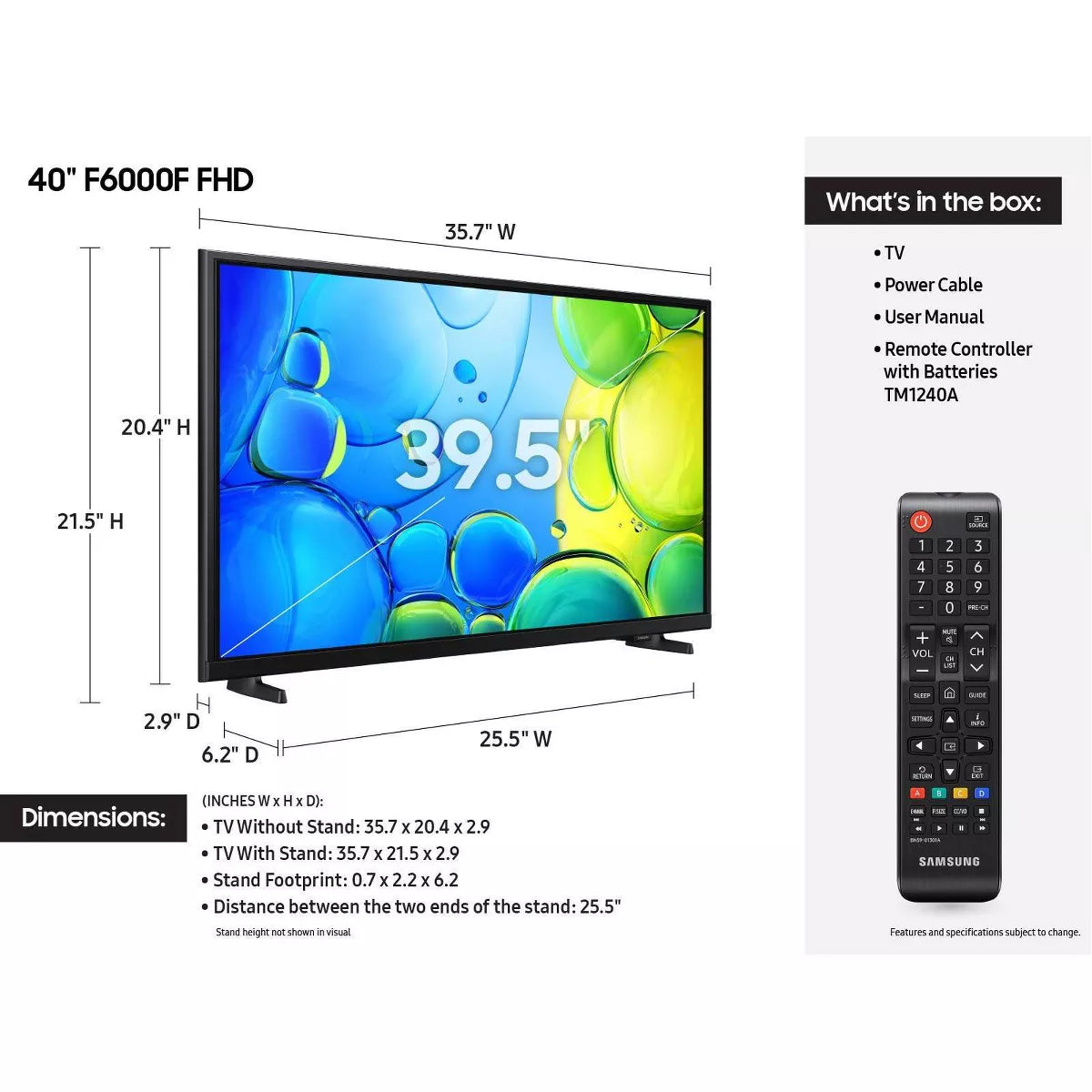 Samsung 40" FHD 1080P Smart LED TV: Bluetooth & Wi-Fi, HDR10+, Alexa Compatible