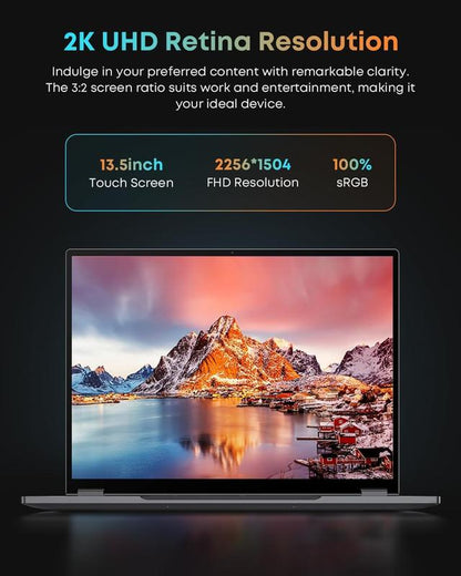 Discover the CHUWI Freebook 2-In-1 Laptop: 13.4" Touchscreen, 12GB RAM, 512GB SSD, Intel N150 Powerhouse with Stunning 2K Display and Versatile Design