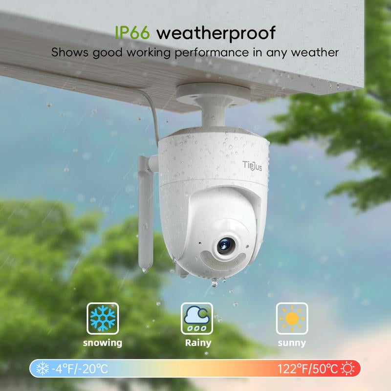 TIEJUS 5G Wifi Security Camera Outdoor, 24/7 Recording Wired Security Camera, 2K Cameras for Home Security, Motion Detection and Siren
