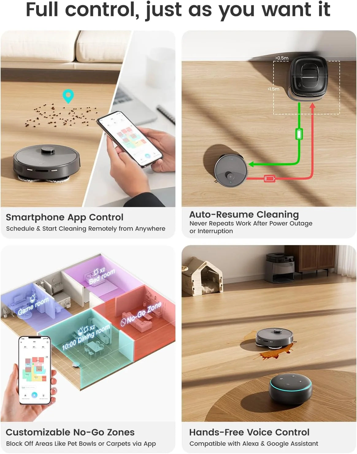 M3 Max Robot Vacuum and Mop, 20,000Pa Suction, Anti-Tangle Brushes, Dual Spinning Mop, 113°F Hot Water Auto Mop Washing & Cool Air Drying, Self-Emptying & Refilling