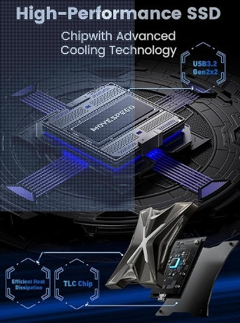 MOVESPEED Alien Portable SSD up to 2000Mb/S,1Tb/2Tb/4Gb Professional Solid State Drive,Only Iphone 15&16 & Android Type-C 20Gbps,Content Creators, Photographers&Multitaskers External Storage