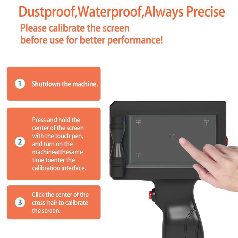 Handheld Inkjet Printer, 1 Inch/25.4 Mm Print Height Handheld Printer Gun with 72ML Quick-Drying Ink Cartridge for Batch Number Date QR Codes Barcodes Labels Logo Printing on Diverse Materials