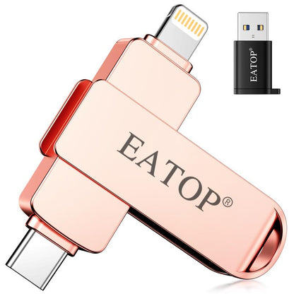 EATOP USB Flash Drive Intended for Iphone Ipad, Memory Stick Storage for Photos and Videos Backup, Compatible with Iphone Ipad Android PC, Plug and Play, No Application Required