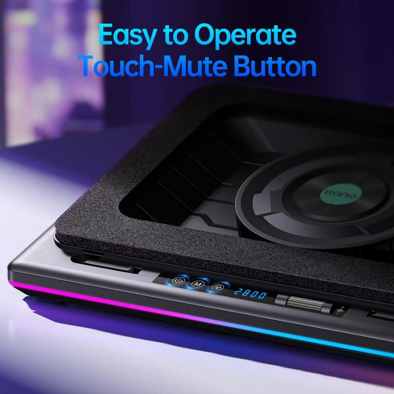 【Limited Time】Llano RGB Laptop Cooling Pad, Gaming Laptop Cooler with Powerful Turbofan, Fast Cooling Laptop 15.6-21In, Adjustable Speed, Touch Control, LCD Screen