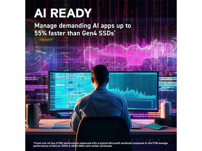 Crucial T705 1TB Pcie Gen5 Nvme M.2 SSD - up to 13,600 Mb/S - Game Ready - Internal Solid State Drive (PC) - +1Mo Adobe CC - CT1000T705SSD3