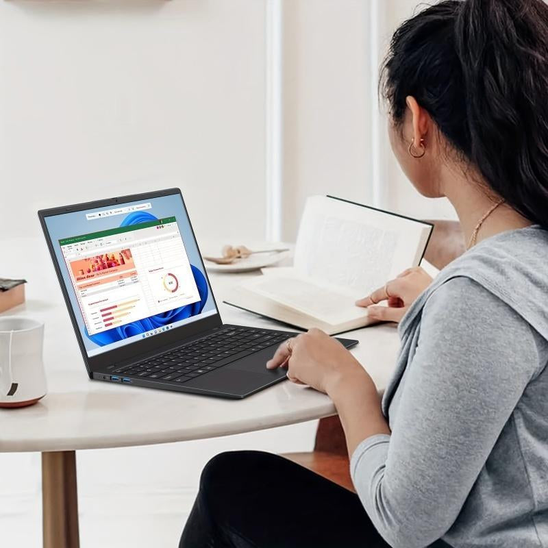 Ifacemall 15.6-Inch FHD Laptop | Intel N5095 Quad-Core Processor | 16GB DDR4 RAM | 512GB SSD | IPS FHD Display (1920X1080) | USB-C & HDMI Ports | Fingerprint Unlock | Portable Business Computer for Work, Student & Holiday Gifts(Silver，Rose Gold)