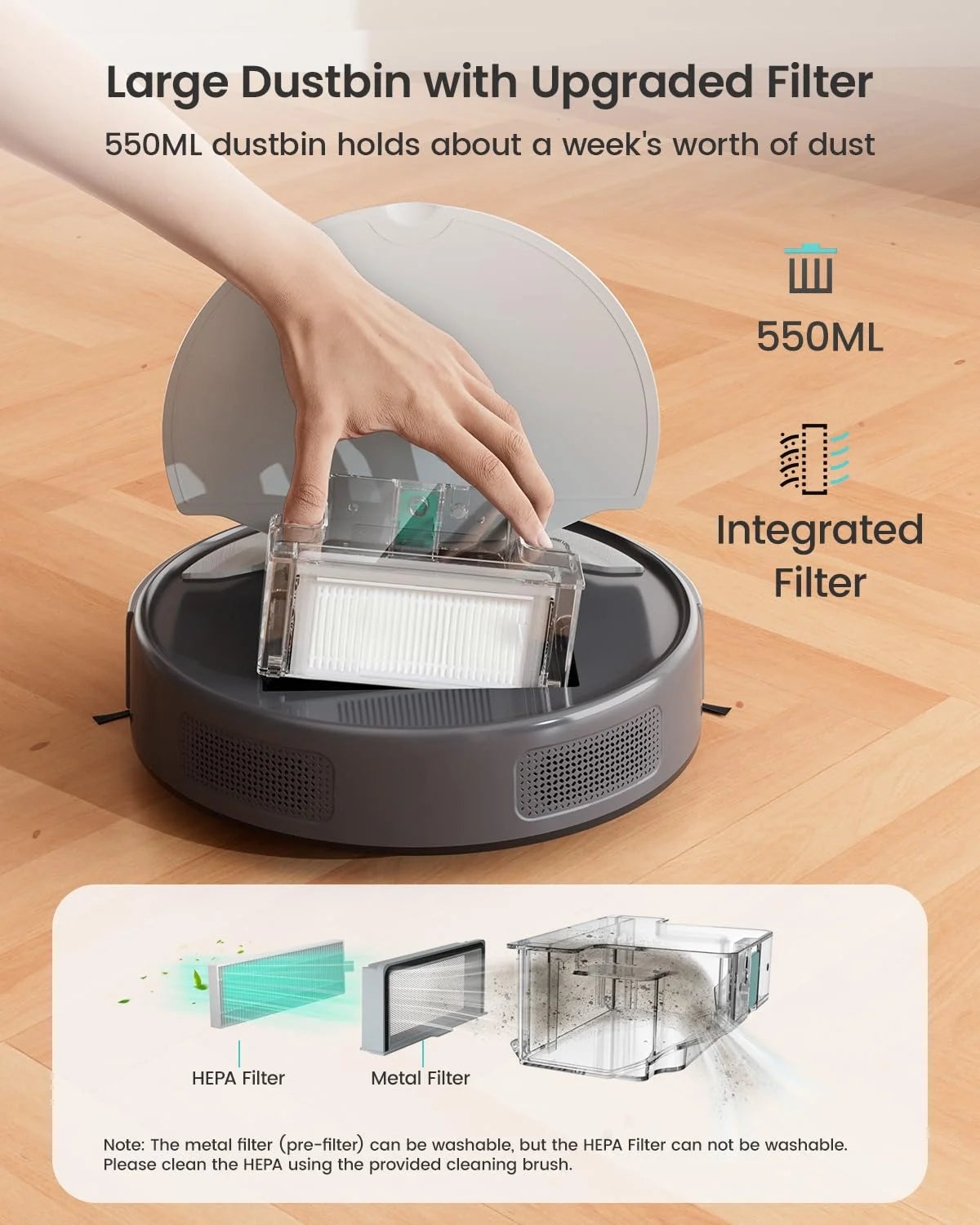 Robot Vacuum Cleaner with 4500Pa Suction, PSD Obstacle Avoidance, Wifi/App/Voice Control,Ideal for Pet Hair, M310