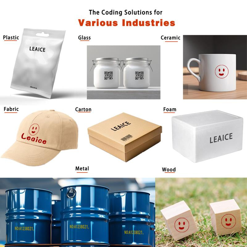 Handheld Inkjet Printer, 1 Inch/25.4 Mm Print Height Handheld Printer Gun with 72ML Quick-Drying Ink Cartridge for Batch Number Date QR Codes Barcodes Labels Logo Printing on Diverse Materials