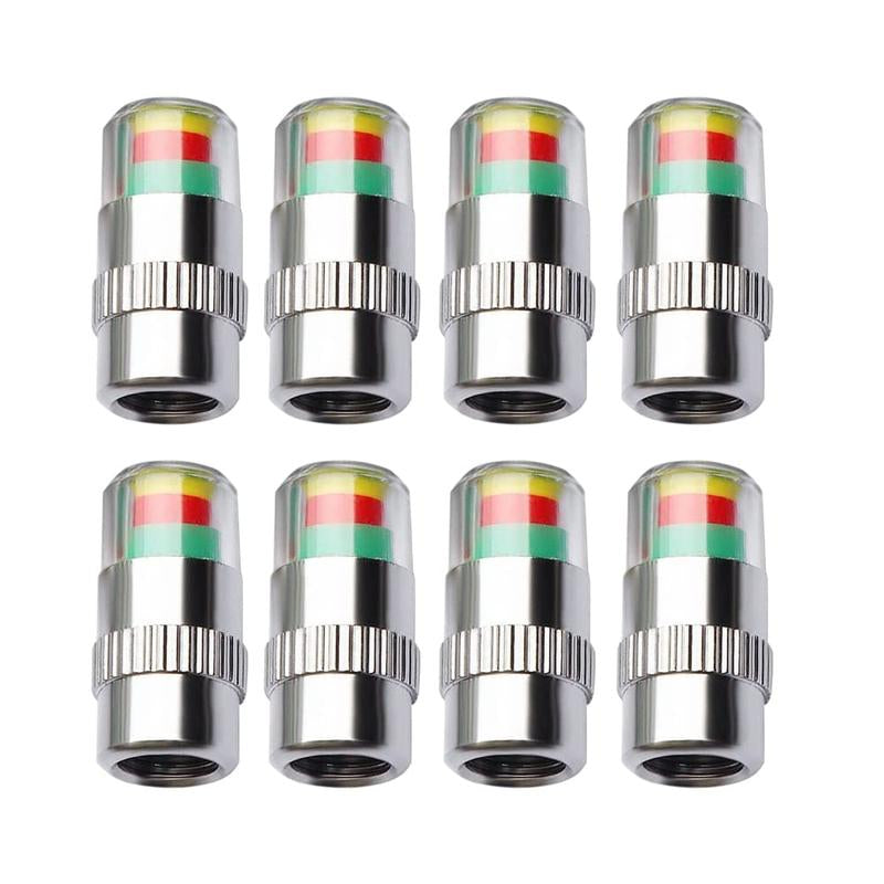 4/8/12Pcs Car Tire Pressure Monitor Valve Stem Caps Sensor Indicator Easy to Read 3 Color Eye Alert（ 2.2Bar 32-To-35 PSI）