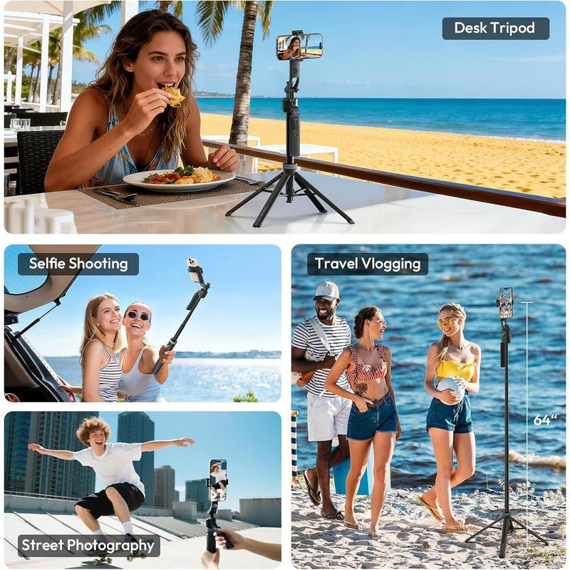 ULANZI TT23 64" Auto Face Tracking Tripod for Iphone/Android with Remote 360° Rotating Selfie Stick Follows Your Movement Facial Recognition Tripod for Iphone 17/16/15/14/13/Android/Camera/Gopro