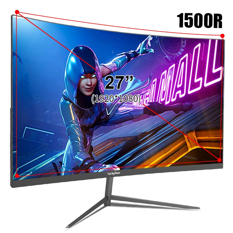 27 Inch 1080P Curved Computer Monitor, 165Hz Gaming Monitor with Built-In Speaker, 1Ms Tilt Adjustment, VESA