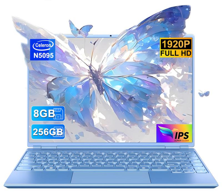 NOTODD 14 Inch Student and Business Laptop, Intel Quad-Core Processor, 8GB RAM+256GB SSD+1TB Expand, 1920X1200, 5G Wifi & Webcam, Windows11, Bundle with Silent Mouse, Blue/Pink Laptop, Lightweight, Back to School Gifts