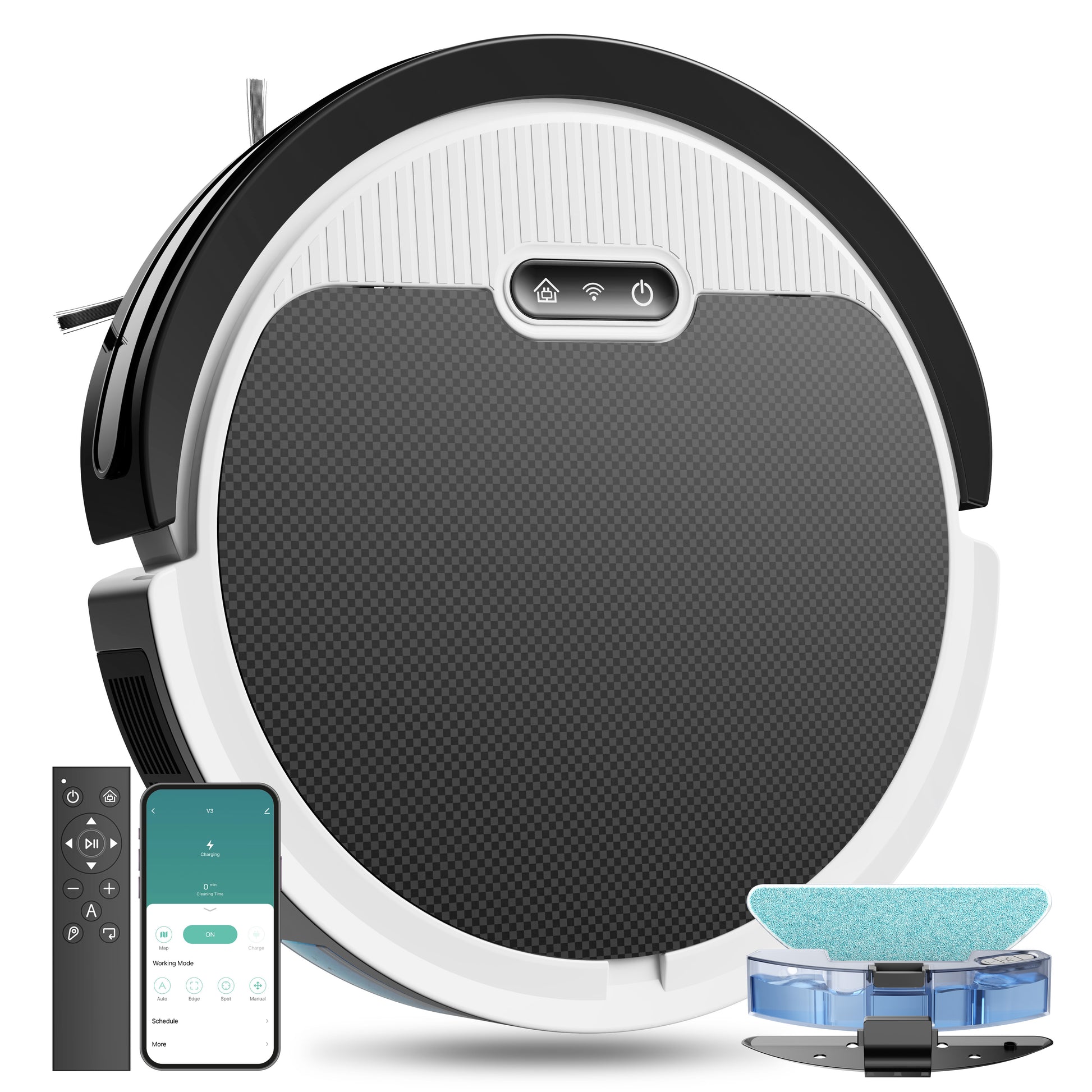 Robot Vacuum and Mop, 3 in 1 Combo Cleaner for Home with Pet Hair and Hard Floor, 5000Pa Suction, 120 Mins Run Time,Self-Charging,Super Thin Body