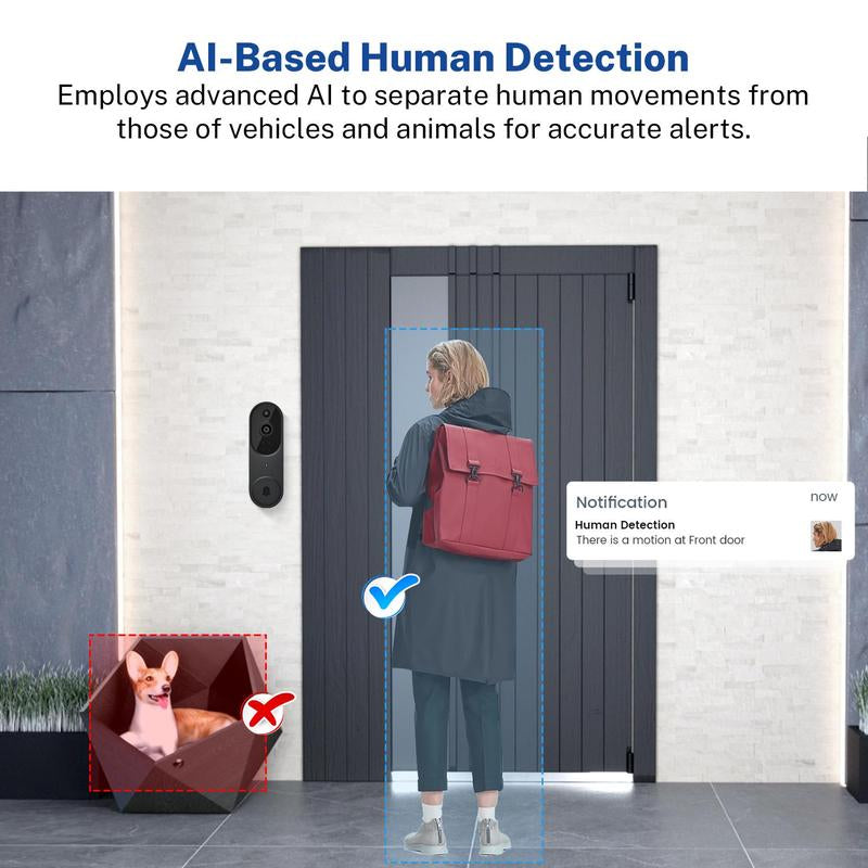 2.4Ghz WIFI Video Doorbell Camera, 1 Set Smart 2-Way Audio Wireless Video Intercom Doorbellcamera, Home Security Video Camera, Home Security & Safety System, Privacy, Modern, Tech Gadgets, Motion