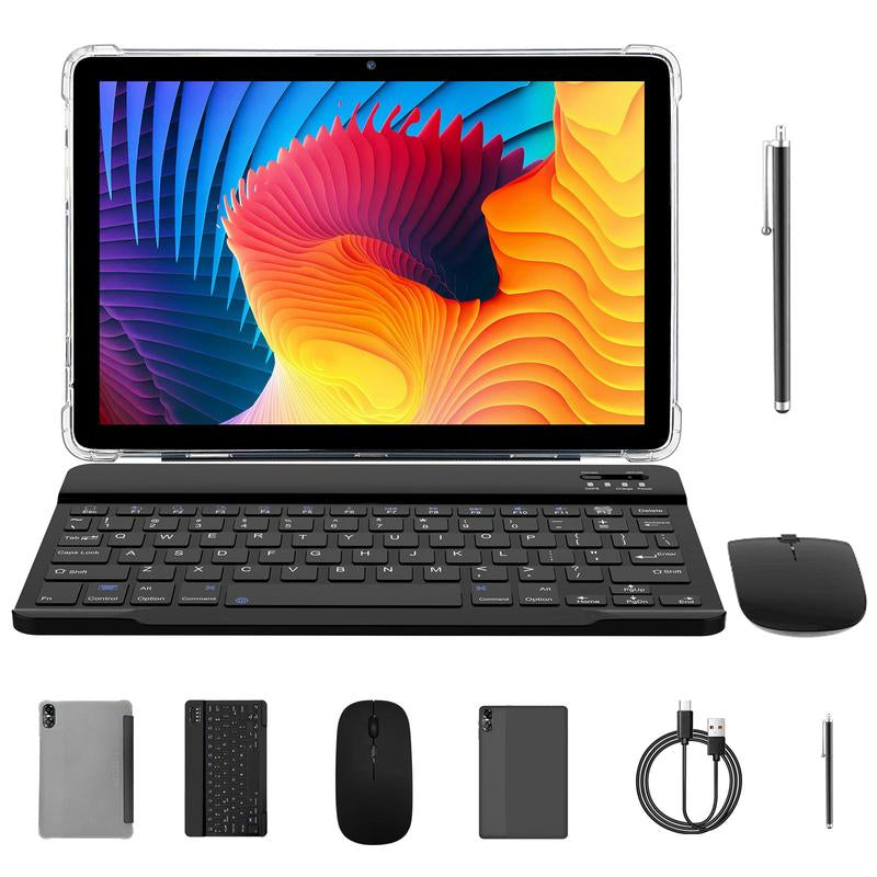 10.1-Inch Android Tablet with Bluetooth Keyboard and Mouse Set, Octa-Core Processor, 8GBRAM (4GB + 4GB Extended), 64GB Storage