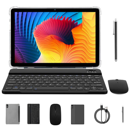 10.1-Inch Android Tablet with Bluetooth Keyboard and Mouse Set, Octa-Core Processor, 8GBRAM (4GB + 4GB Extended), 64GB Storage