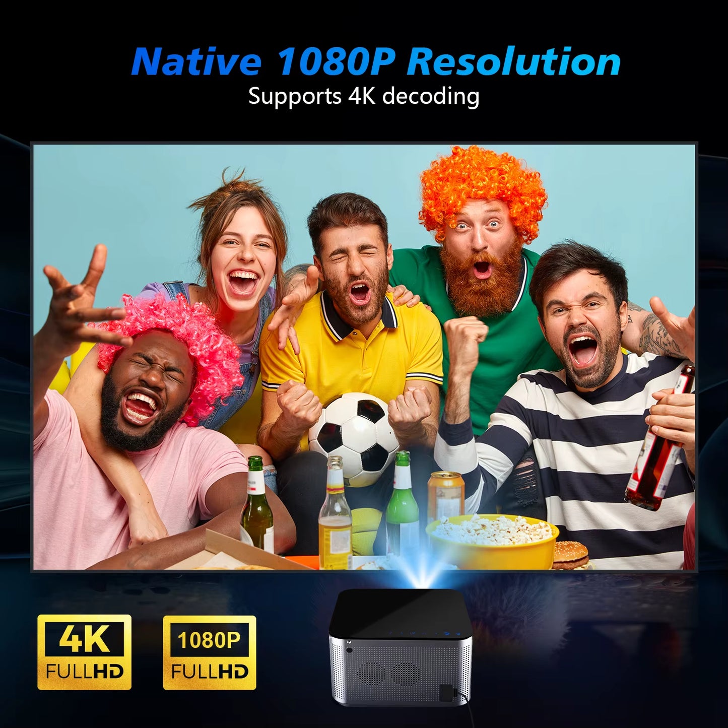 4K Smart Projector with Android 11, 580 ANSI Lumens, 1920x1080P Full HD, WiFi 6, Bluetooth 5.0, Allwinner H713, Voice Control for Home Cinema Theater