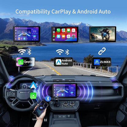 Wireless Double Din Car Stereo with 9" HD Touchscreen | Carplay & Android Auto | Backup Camera | Bluetooth GPS Navigation | FM/AM | All Vehicles