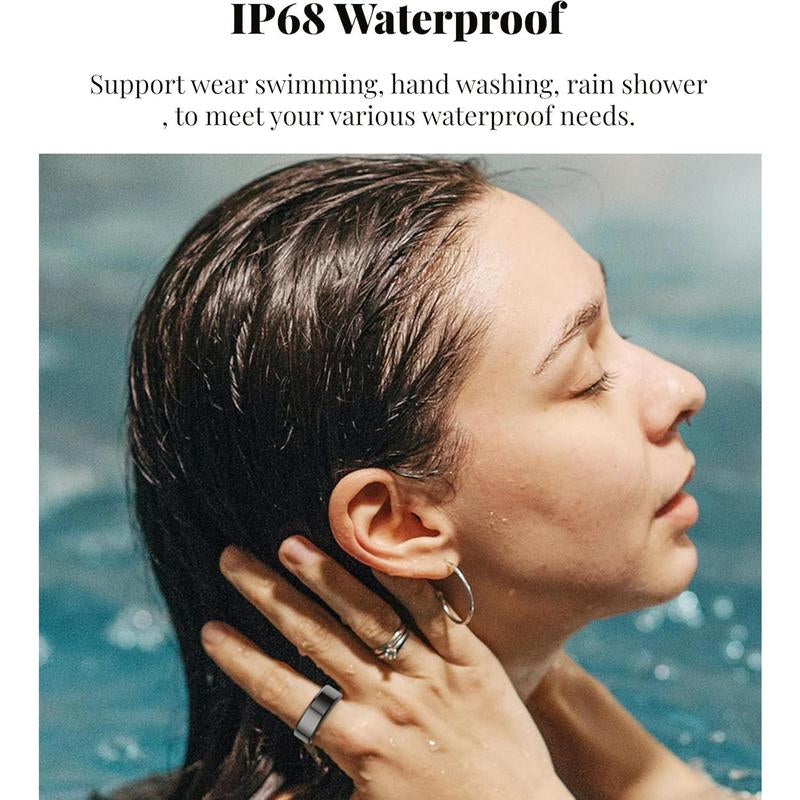 Smart Ring with Health Tracking, Multisport Modes - Ultra Waterproof IP68, 7 Days Life, Ideal Gifts - App Compatible Android Ios Metal Wearable