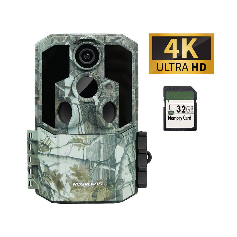 WOSPORTS 48MP 4K Trail Camera | Night Vision, IP66 Waterproof for Wildlife & Home Security