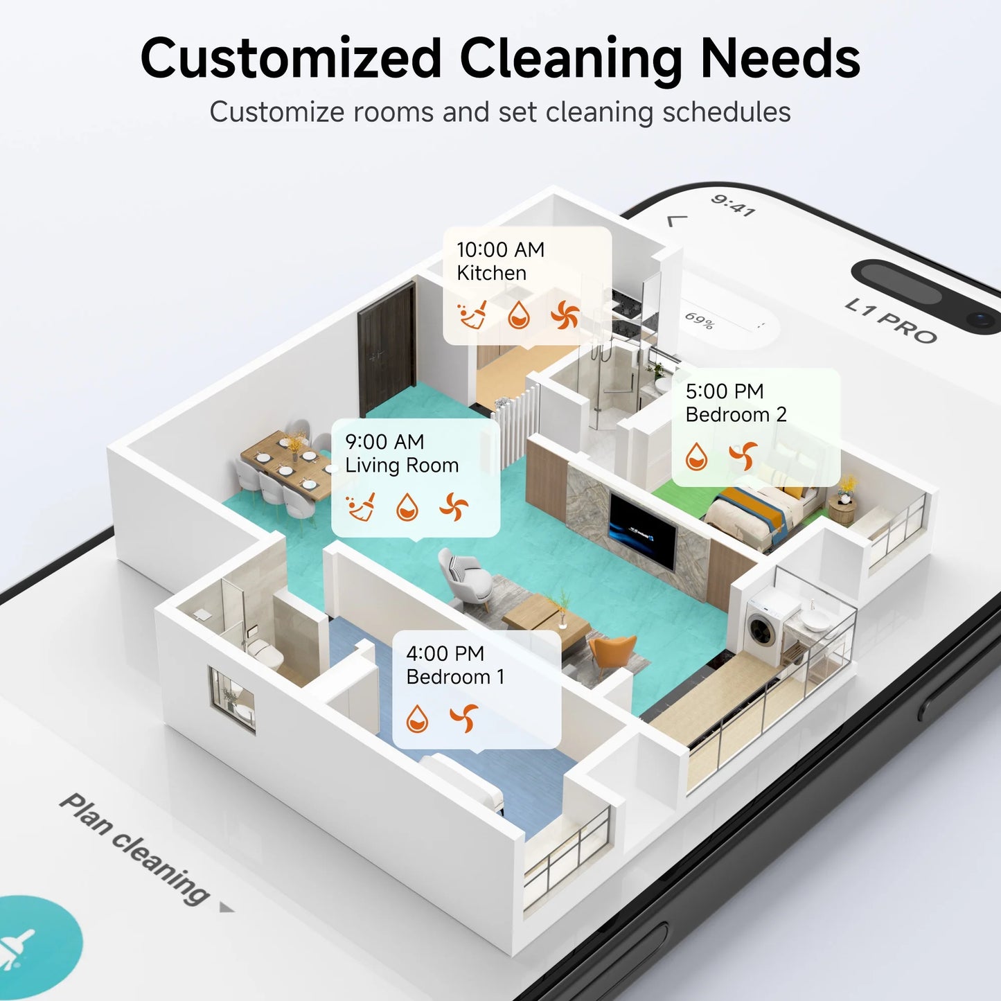 Robot Vacuum and Mop Combo with 9000Pa,85 Days Self-Emptying & Refilling Station with 3D Home Mapping L1 PRO