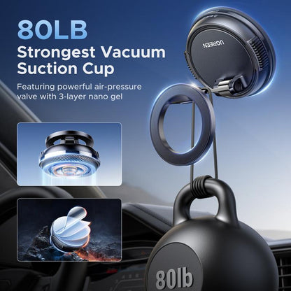 UGREEN Vacuum Magnetic Car Phone Holder,Car Phone Mount, 360° Adjustable for Magsafe Car Holder Foldable Suction Phone Mount for Car, for Garmin Gps/Mirror/Smooth Surface, for Iphone 17 16 Pro Max 15, and Android, Labor Day Sale