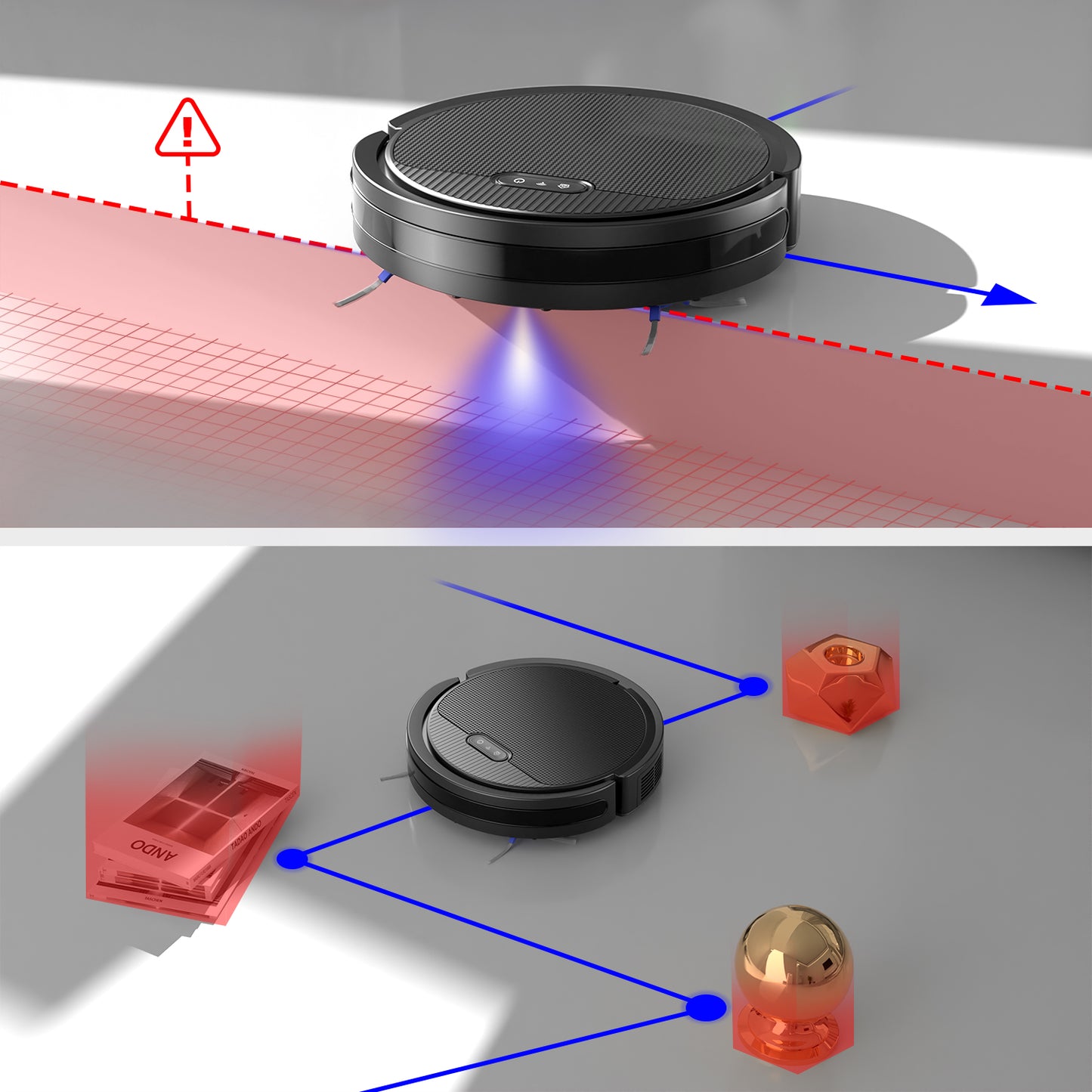 Robot Vacuum and Mop, 3 in 1 Combo Cleaner for Home with Pet Hair and Hard Floor, 5000Pa Suction, 120 Mins Run Time,Self-Charging,Super Thin Body