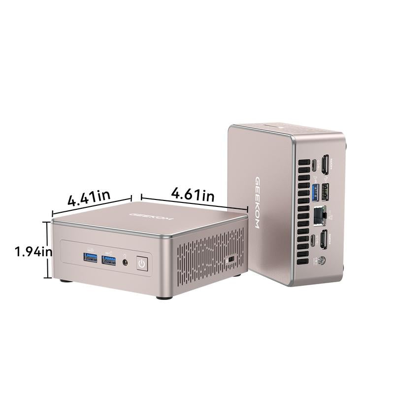GEEKOM A5 2025 Edition Mini PC AMD Ryzen 5 7430U 16GB RAM 512GB & 1TB SSD Windows 11 Pro Pre-Installed 3-Year Warranty Wifi 6 Bluetooth USB 3.2 2 HDMI 2 USB-C HDD Slot Manual Upgrade Required 4K Display Home Office Computer