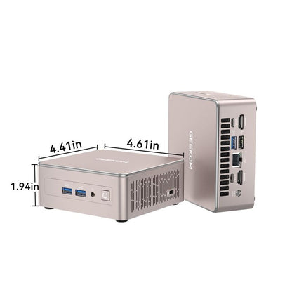 GEEKOM A5 2025 Edition Mini PC AMD Ryzen 5 7430U 16GB RAM 512GB & 1TB SSD Windows 11 Pro Pre-Installed 3-Year Warranty Wifi 6 Bluetooth USB 3.2 2 HDMI 2 USB-C HDD Slot Manual Upgrade Required 4K Display Home Office Computer