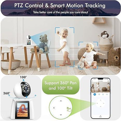 WAKADO 2K Video Call Security Camera Indoor, 2-Way Video, One-Touch Call, 360° Camera, Wifi Security Camera for Home Security