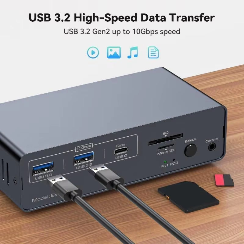 13-in-1 KVM Docking Station for Dual Monitors, DP 4K 120Hz, USB-C High-Speed 45BD