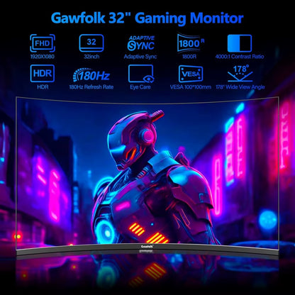 Professional 1800R Curved Gaming Monitor - 165Hz/180Hz VA Screen for Home, Office, and Dormitory Use