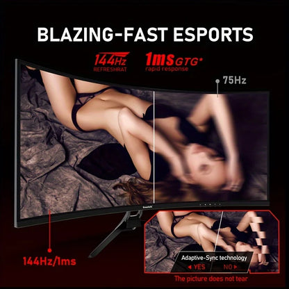 34-Inch 4K HD 144Hz High-Resolution 1500R Curved Gaming Monitor