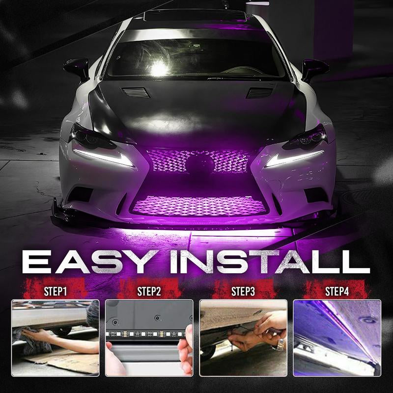 DIBMS 4 PCS Universal Underglow LED Lights Kit for Car with APP & Remote Control, RGB Multicolor Modes, Music Sync, Waterproof Light Bar, Exterior Neon Accent Underbody LED Lighting Kit Singing Lights Cars Underglow Neon Tubes