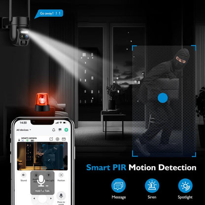 Hawkray Wireless Solar Wi-Fi Security Camera, 10X Zoom, 2K HD Clear Picture, PIR Motion Detection, Color Night Vision, Waterproof Black Security Camera, Home Security Cctv Lens