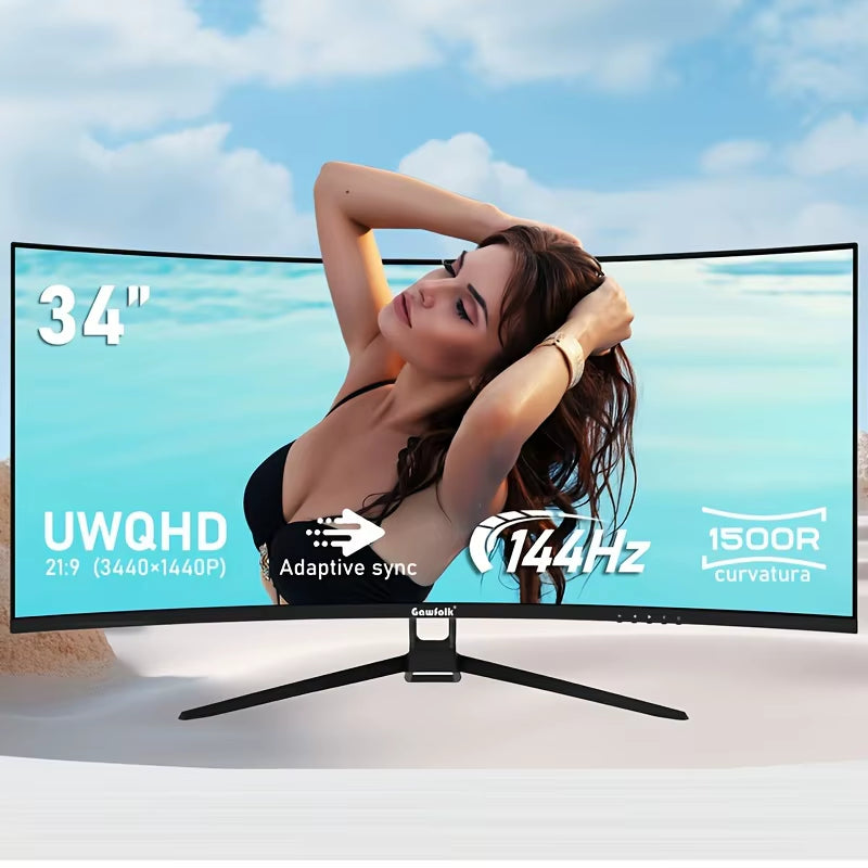 34-Inch 4K HD 144Hz High-Resolution 1500R Curved Gaming Monitor