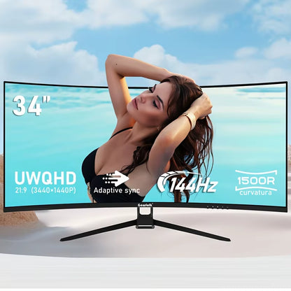 34-Inch 4K HD 144Hz High-Resolution 1500R Curved Gaming Monitor