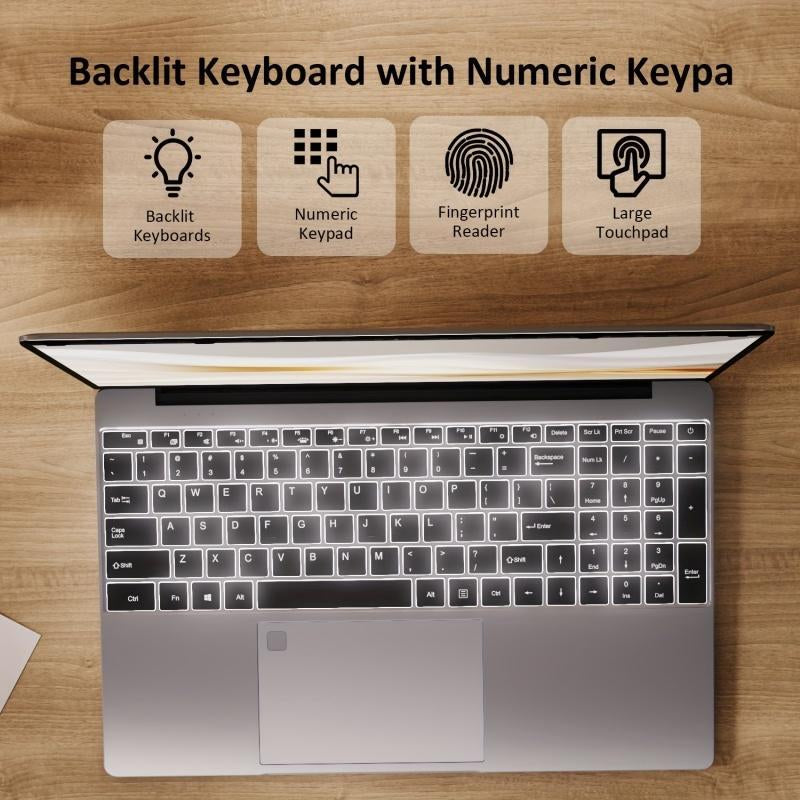 Ifacemall 15.6-Inch FHD Laptop | Intel N5095 Quad-Core Processor | 16GB DDR4 RAM | 512GB SSD | IPS FHD Display (1920X1080) | USB-C & HDMI Ports | Fingerprint Unlock | Portable Business Computer for Work, Student & Holiday Gifts(Silver，Rose Gold)