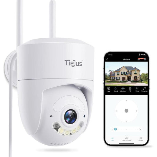 TIEJUS 5G Wifi Security Camera Outdoor, 24/7 Recording Wired Security Camera, 2K Cameras for Home Security, Motion Detection and Siren