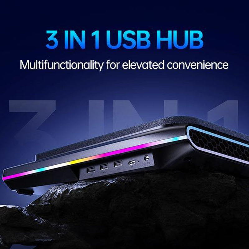 【Limited Time】Llano RGB Laptop Cooling Pad, Gaming Laptop Cooler with Powerful Turbofan, Fast Cooling Laptop 15.6-21In, Adjustable Speed, Touch Control, LCD Screen