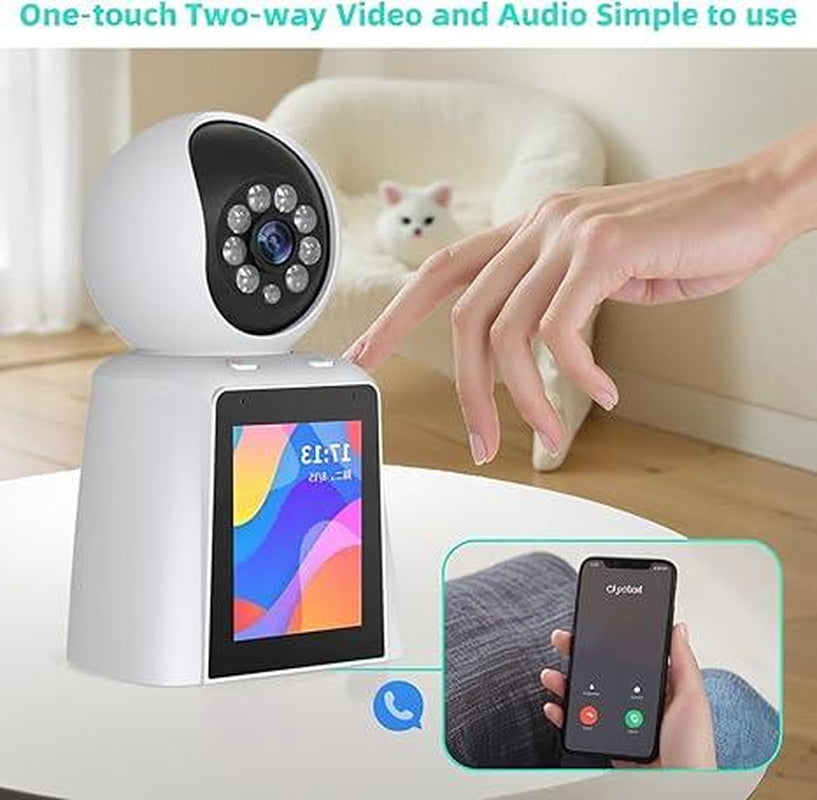 WAKADO 2K Video Call Security Camera Indoor, 2-Way Video, One-Touch Call, 360° Camera, Wifi Security Camera for Home Security