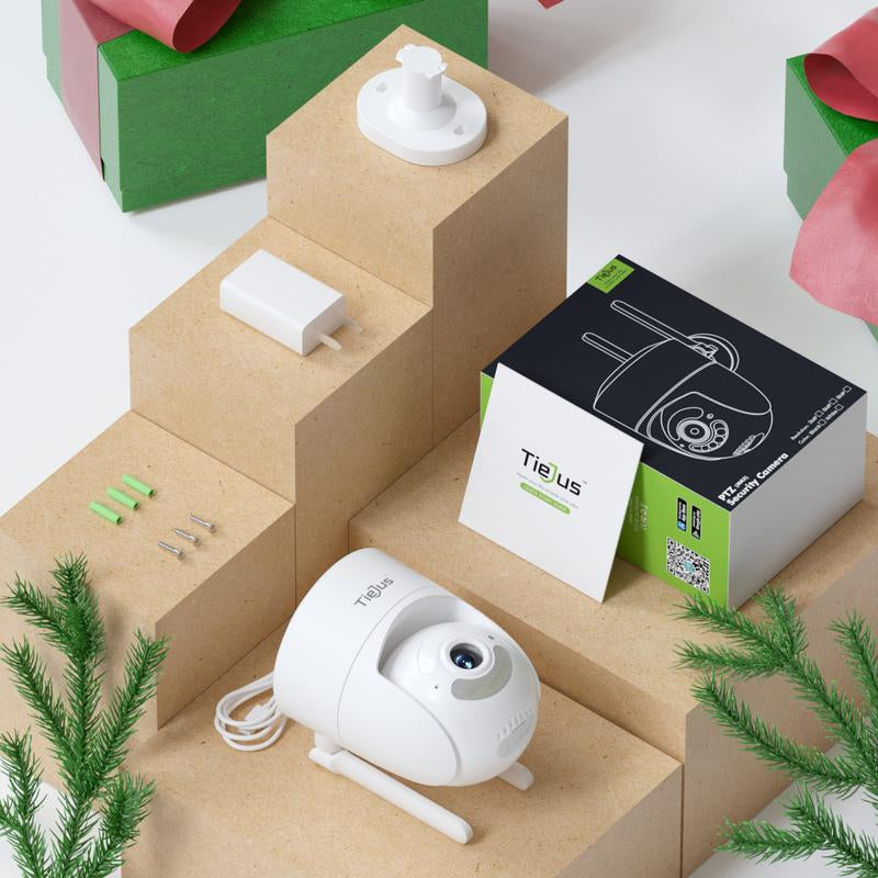 TIEJUS 5G Wifi Security Camera Outdoor, 24/7 Recording Wired Security Camera, 2K Cameras for Home Security, Motion Detection and Siren