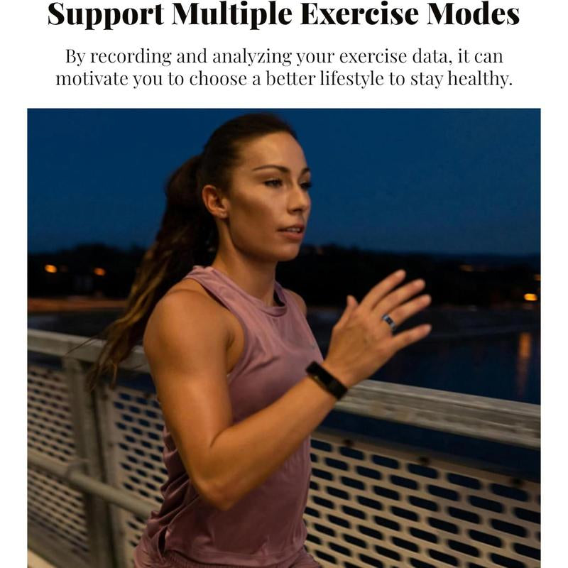 Smart Ring with Health Tracking, Multisport Modes - Ultra Waterproof IP68, 7 Days Life, Ideal Gifts - App Compatible Android Ios Metal Wearable