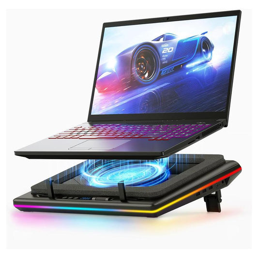 【Limited Time】Llano RGB Laptop Cooling Pad, Gaming Laptop Cooler with Powerful Turbofan, Fast Cooling Laptop 15.6-21In, Adjustable Speed, Touch Control, LCD Screen