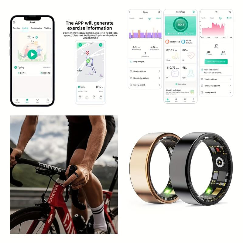 Smart Health Ring for Women Men,Sleep Monitor,Fitness Tracker Ring with Blood Oxygen,Heart Rate,Blood Pressure Tracking Wearable,Accurate Distance,Calories,Step Multifunctional Activity Modes,Ip68 Waterproof,No Subscription Fee(Size7-13) Electronic Gadget